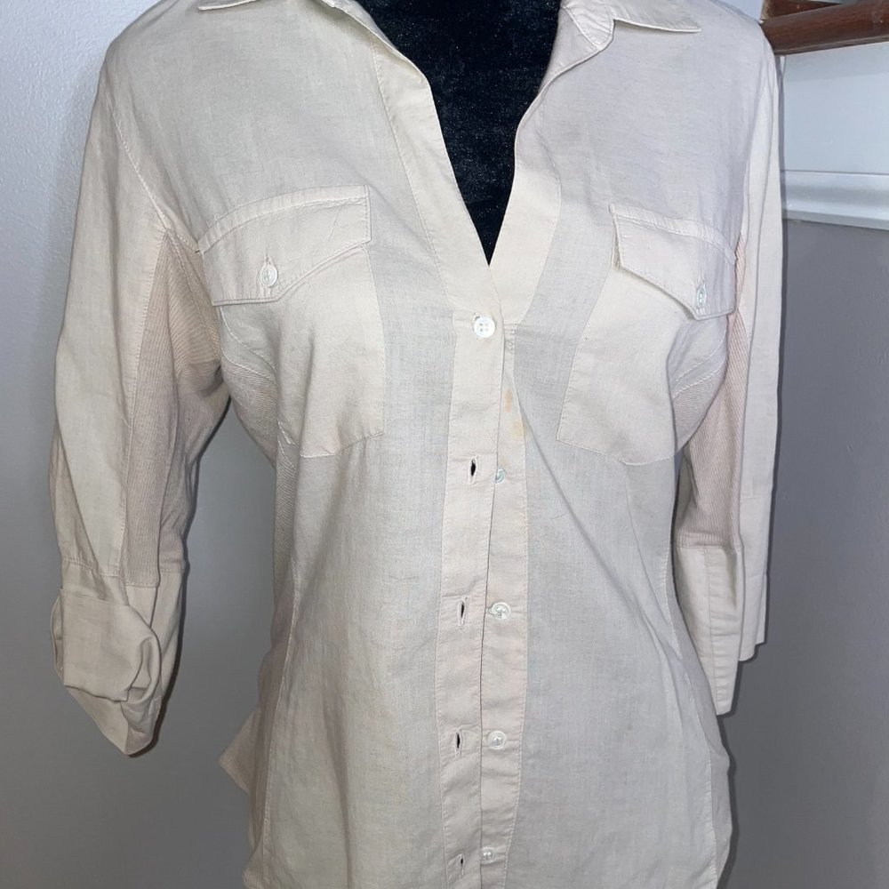 James Perse Contrast Ribbed Surplus Shirt